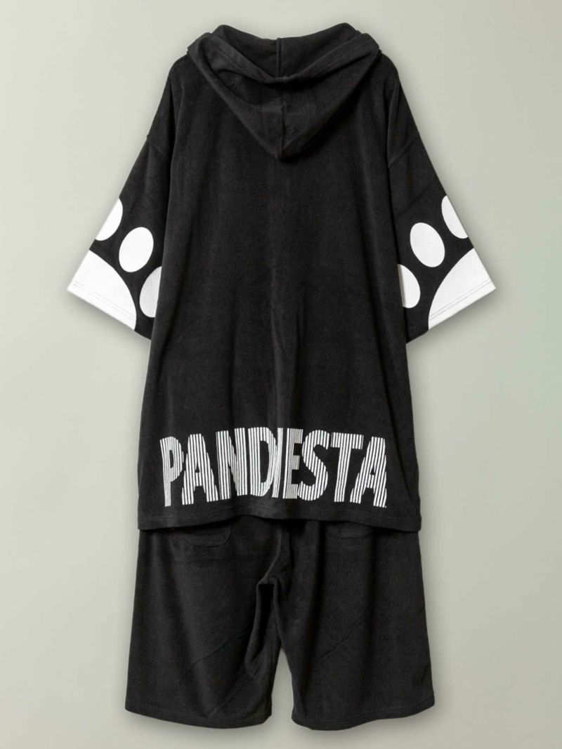 【PANDIESTA JAPAN】“のぞきパンダ”パイル素材 半袖ZIPパーカー×ショーツ セットアップ