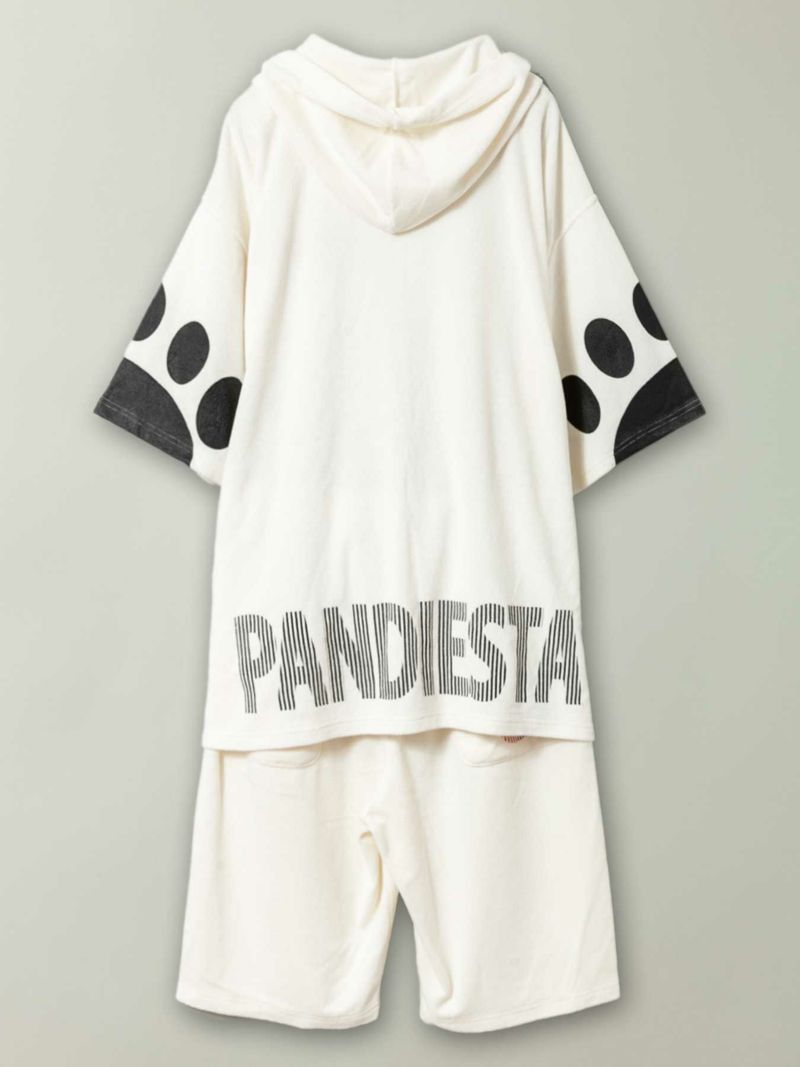 【PANDIESTA JAPAN】“のぞきパンダ”パイル素材 半袖ZIPパーカー×ショーツ セットアップ
