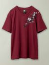 【雅結】桜刺繍テレコ素材VネックTシャツ