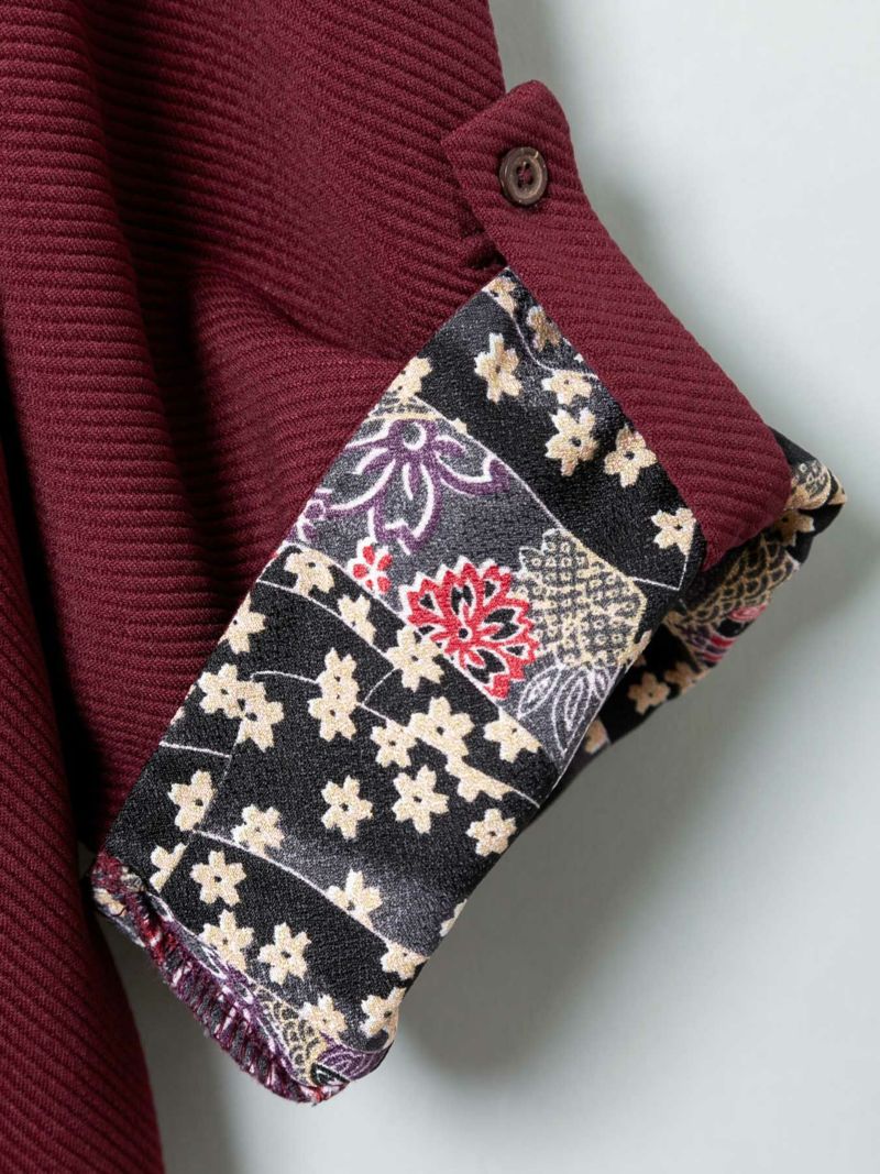 【雅結】桜刺繍ふくれジャガード素材 和生地遣い7分袖ZIPパーカー