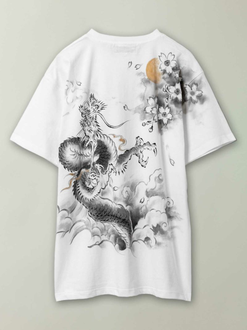 【禅】“金運龍”手描きTシャツ