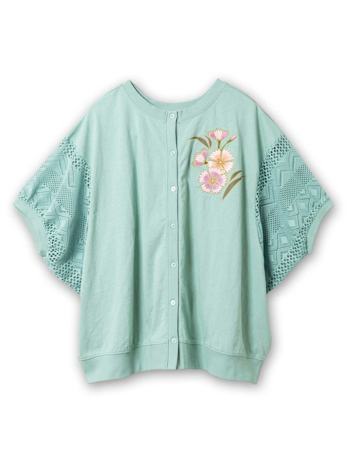 【雅結】撫子刺繍 袖レース2WAYドルマンカーデ