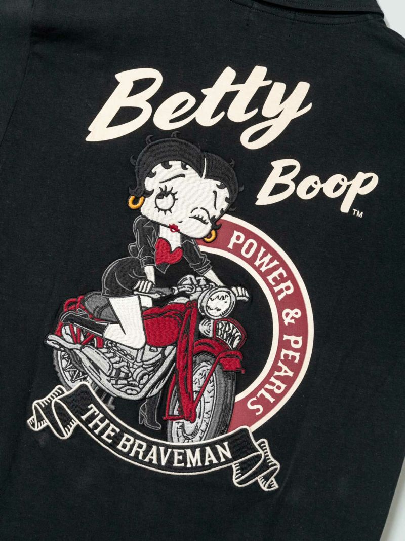 【The BRAVE-MAN×BETTY BOOP】“バイクベティ”刺繍入りベア天竺ポロシャツ