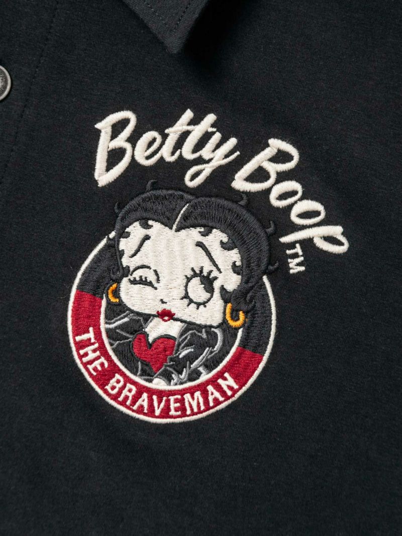 【The BRAVE-MAN×BETTY BOOP】“バイクベティ”刺繍入りベア天竺ポロシャツ