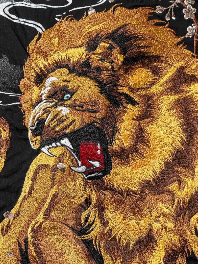 【絡繰魂・粋】“百獣の皇帝”刺繍入りTシャツ