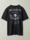 【VANSON】“スカルファイヤー”モノトーン刺繍Tシャツ