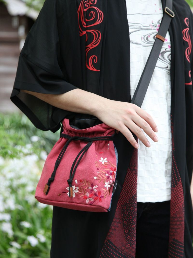 【雅結】蔦桜刺繍 2WAY巾着バッグ