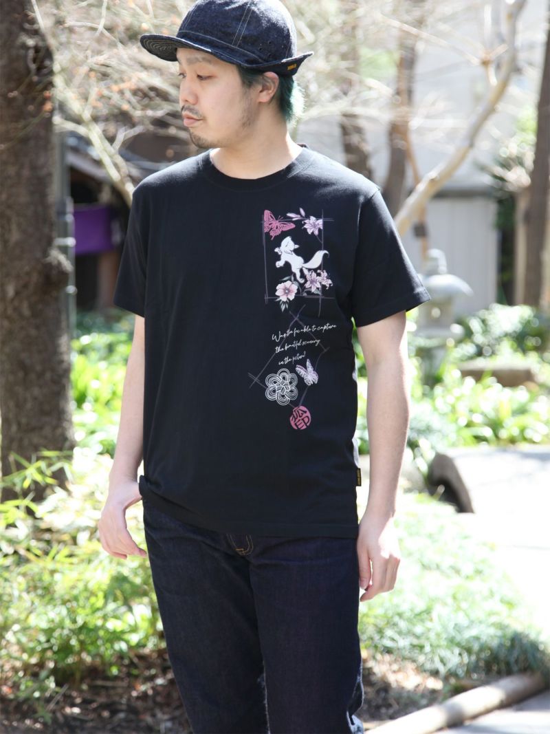 【今昔 -KON-JAKU-】“クラシカルな二眼レフカメラ”刺繍入りTシャツ
