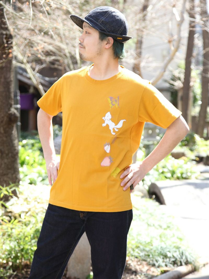 【今昔 -KON-JAKU-】“扇子の風に乗ったイチゴの香り”刺繍入りTシャツ