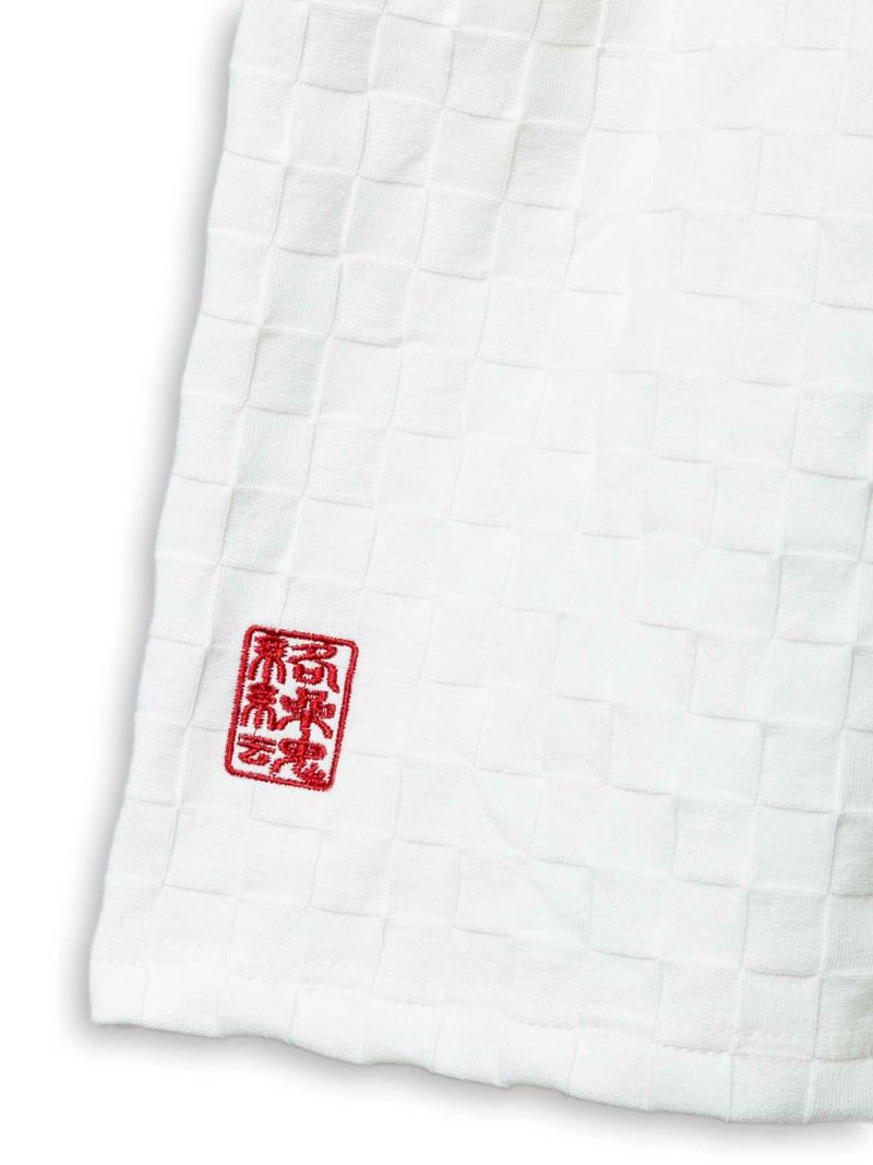 【絡繰魂】“桜流水”総刺繍ブロックジャガードVネックTシャツ