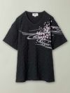 【絡繰魂】“桜流水”総刺繍ブロックジャガードVネックTシャツ
