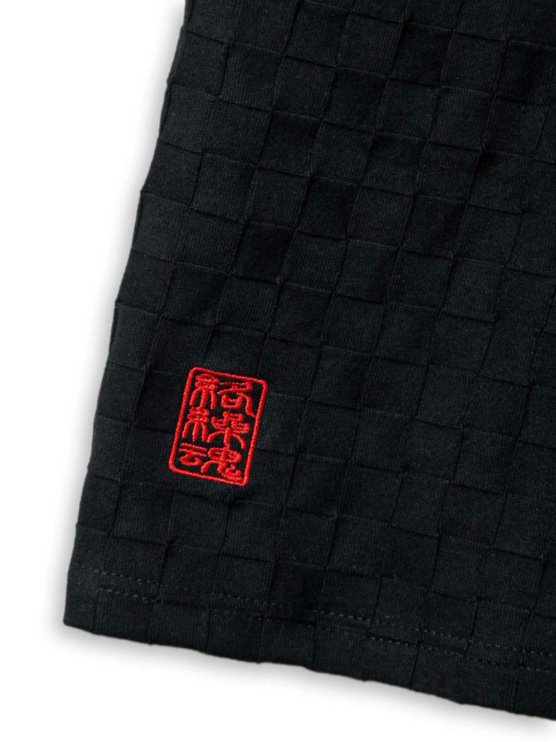 【絡繰魂】“桜流水”総刺繍ブロックジャガードVネックTシャツ