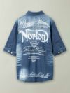 【Norton】MAXロゴ刺繍 5分袖ストレッチデニムシャツ