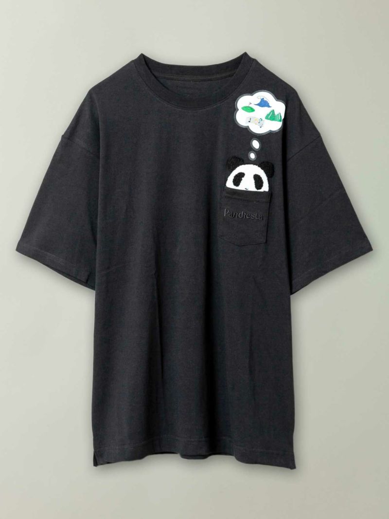 【PANDIESTA JAPAN】“ホビー＆プレイパンダ”刺繍入りTシャツ