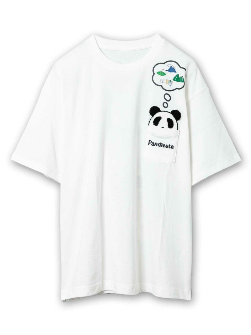 【PANDIESTA JAPAN】“ホビー＆プレイパンダ”刺繍入りTシャツ