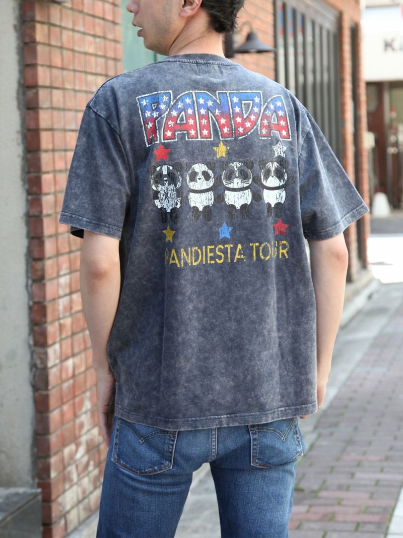  ＜予約＞【PANDIESTA JAPAN】“ロックパンダ From Hell”パウダー加工プリントTシャツ