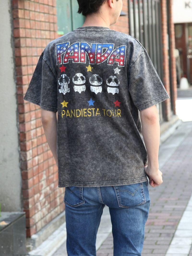  ＜予約＞【PANDIESTA JAPAN】“ロックパンダ From Hell”パウダー加工プリントTシャツ