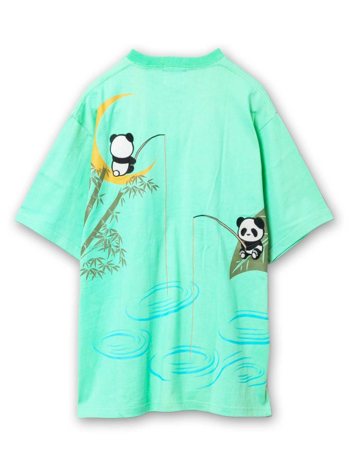 ＜予約＞【PANDIESTA JAPAN】“夜釣り熊猫”刺繍入りTシャツ