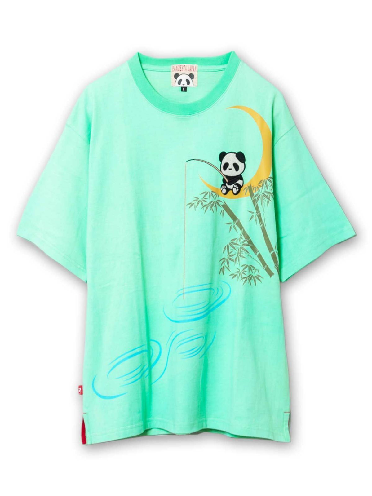 ＜予約＞【PANDIESTA JAPAN】“夜釣り熊猫”刺繍入りTシャツ