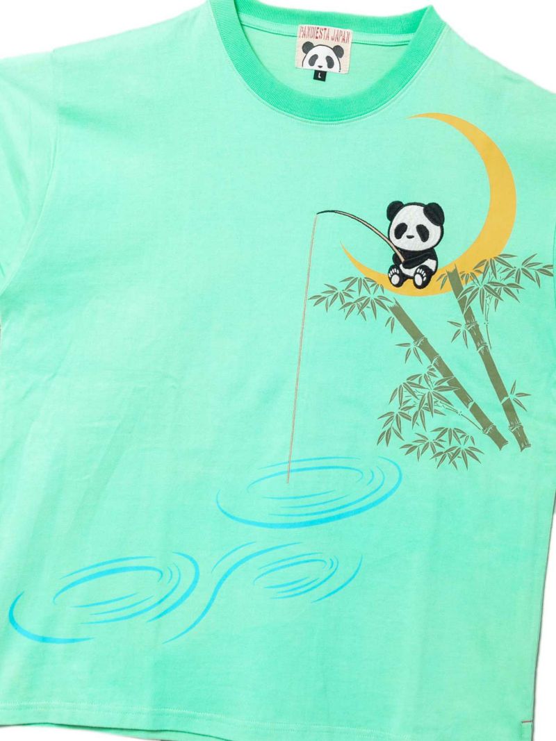 ＜予約＞【PANDIESTA JAPAN】“夜釣り熊猫”刺繍入りTシャツ