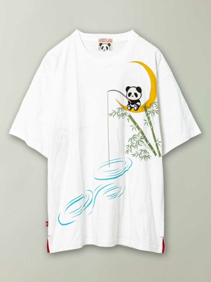 ＜予約＞【PANDIESTA JAPAN】“夜釣り熊猫”刺繍入りTシャツ