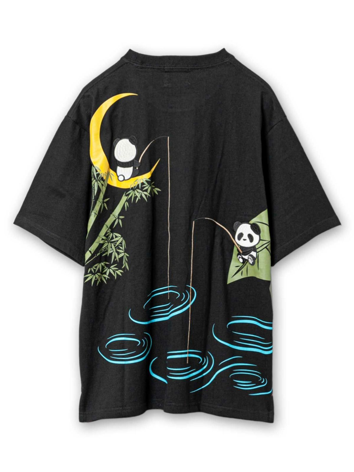 ＜予約＞【PANDIESTA JAPAN】“夜釣り熊猫”刺繍入りTシャツ