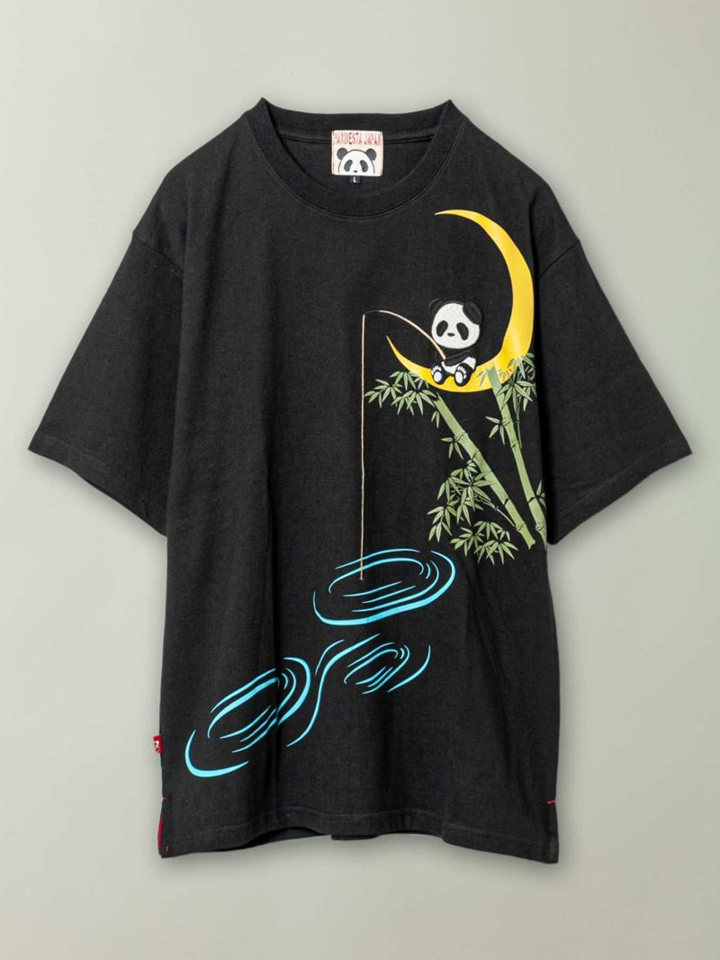 ＜予約＞【PANDIESTA JAPAN】“夜釣り熊猫”刺繍入りTシャツ