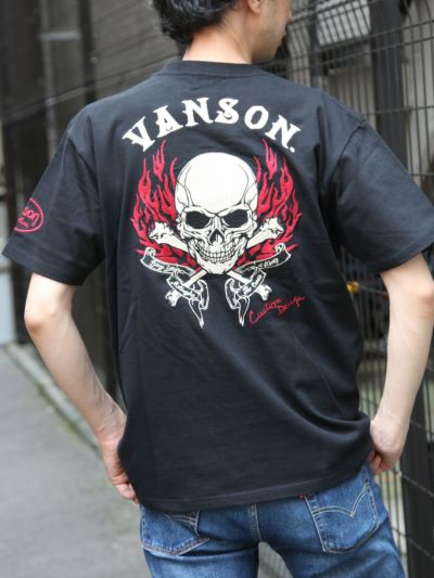 【VANSON】≪55着限定≫<br>“スカルファイヤー”総刺繍Tシャツ〔別注:全国共通カラー〕
