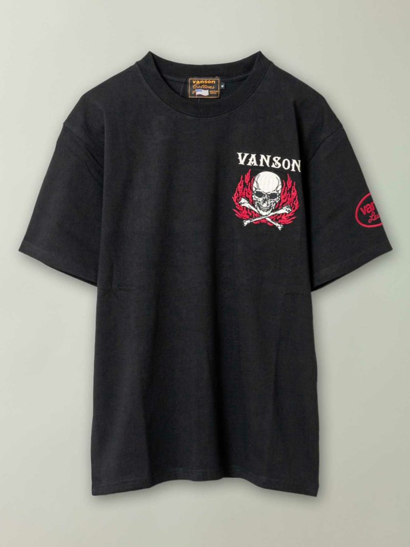 【VANSON】≪55着限定≫“スカルファイヤー”総刺繍Tシャツ〔別注:全国共通カラー〕