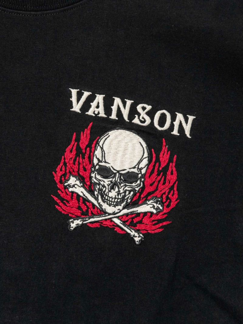 【VANSON】≪55着限定≫“スカルファイヤー”総刺繍Tシャツ〔別注:全国共通カラー〕