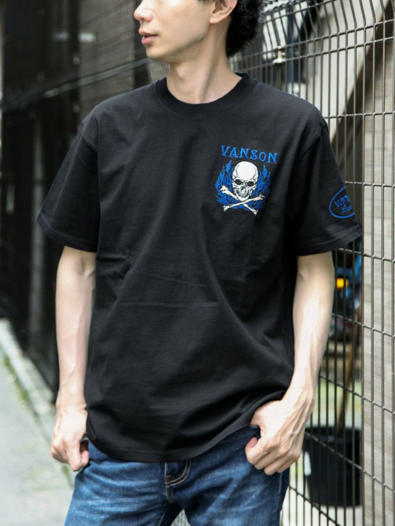 【VANSON】≪10着限定≫“スカルファイヤー”総刺繍Tシャツ〔別注:北海道・オンラインショップ限定カラー〕