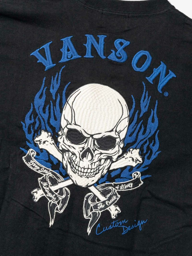 【VANSON】≪10着限定≫“スカルファイヤー”総刺繍Tシャツ〔別注:北海道・オンラインショップ限定カラー〕