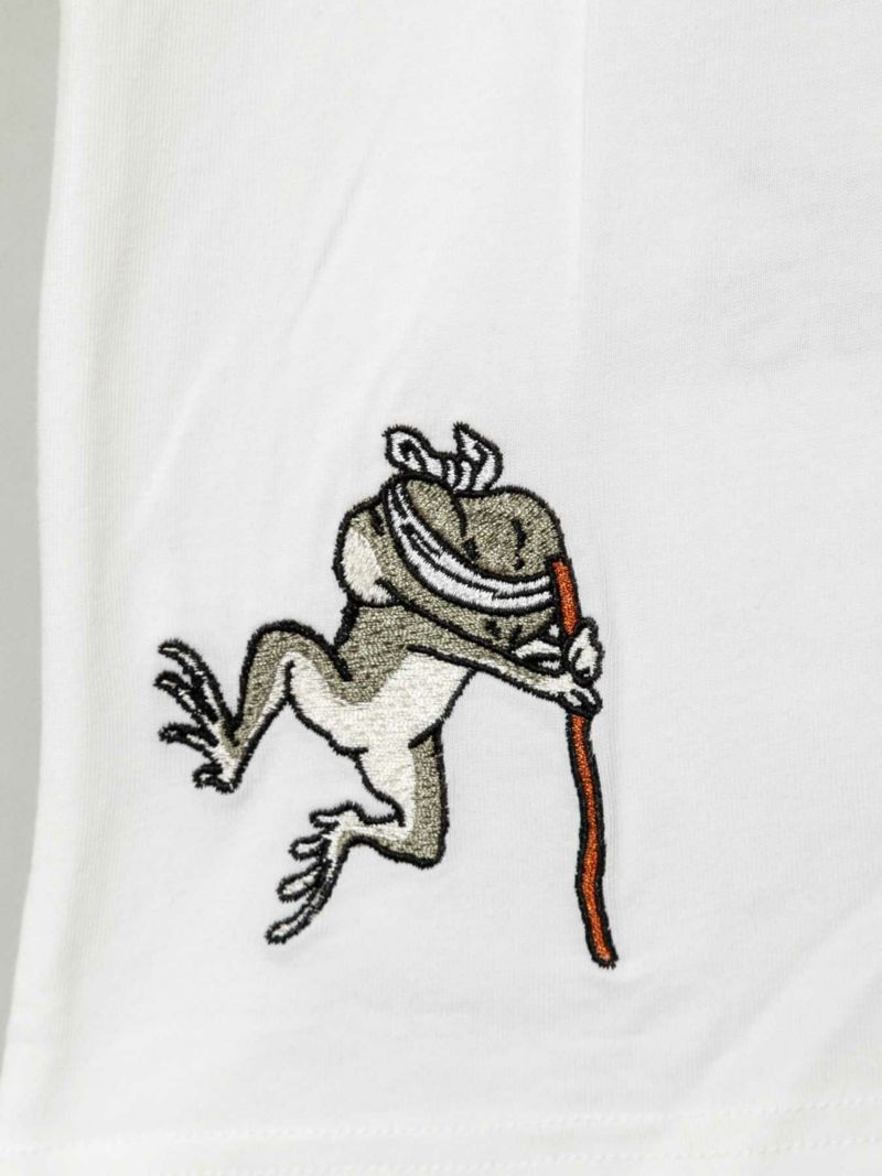 ＜予約＞【参丸一】“蛙のスイカ割り”刺繍入りプリントTシャツ