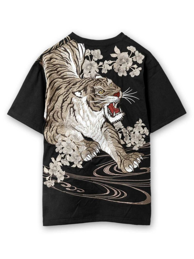 予約＞【絡繰魂・粋】“信長の銀燭虎”総刺繍Tシャツ