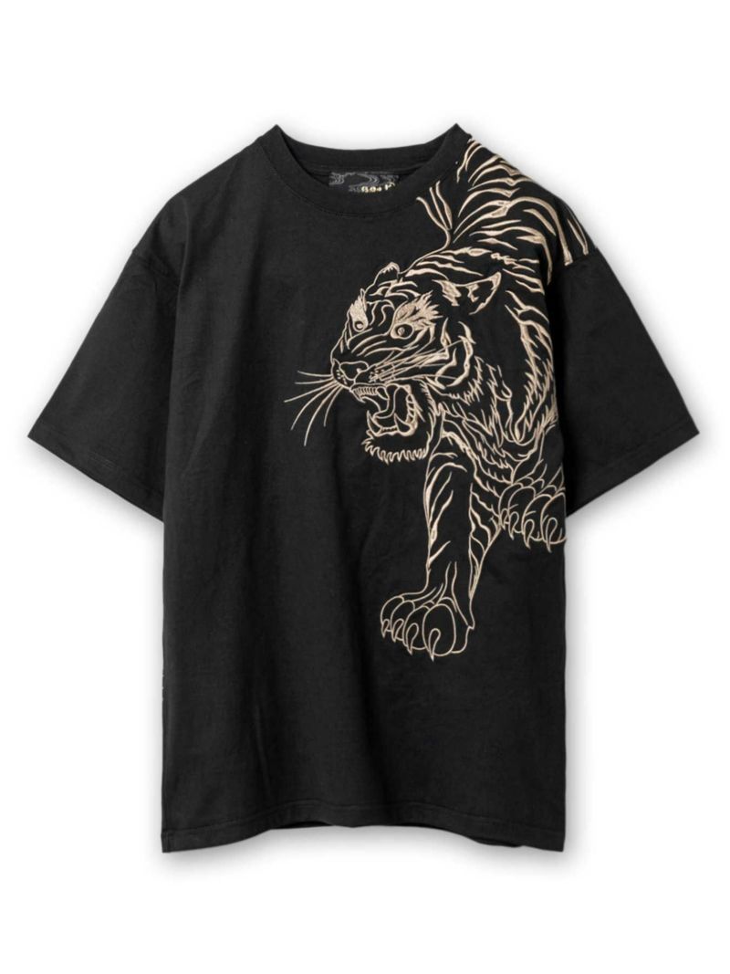 予約＞【絡繰魂・粋】“信長の銀燭虎”総刺繍Tシャツ