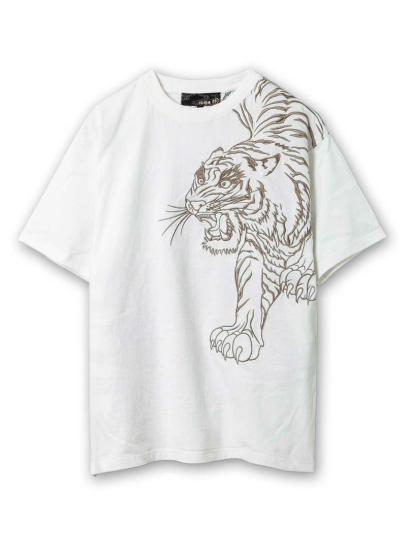 予約＞【絡繰魂・粋】“信長の銀燭虎”総刺繍Tシャツ