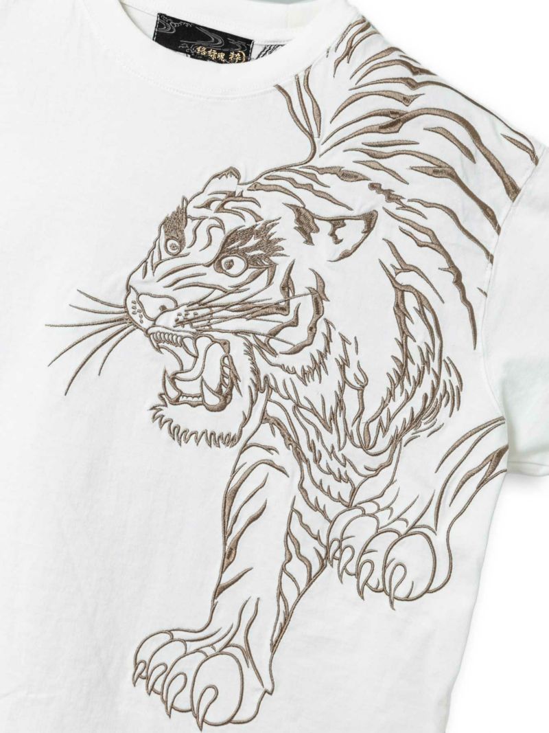 予約＞【絡繰魂・粋】“信長の銀燭虎”総刺繍Tシャツ
