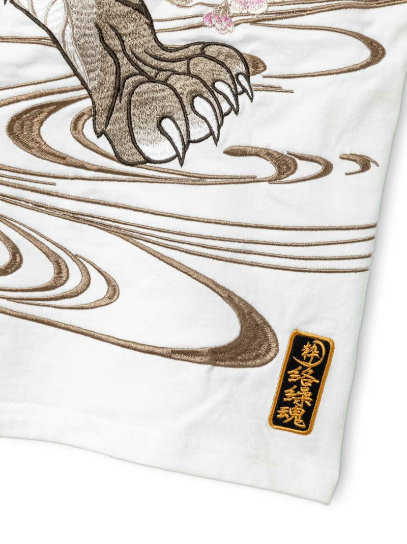 予約＞【絡繰魂・粋】“信長の銀燭虎”総刺繍Tシャツ