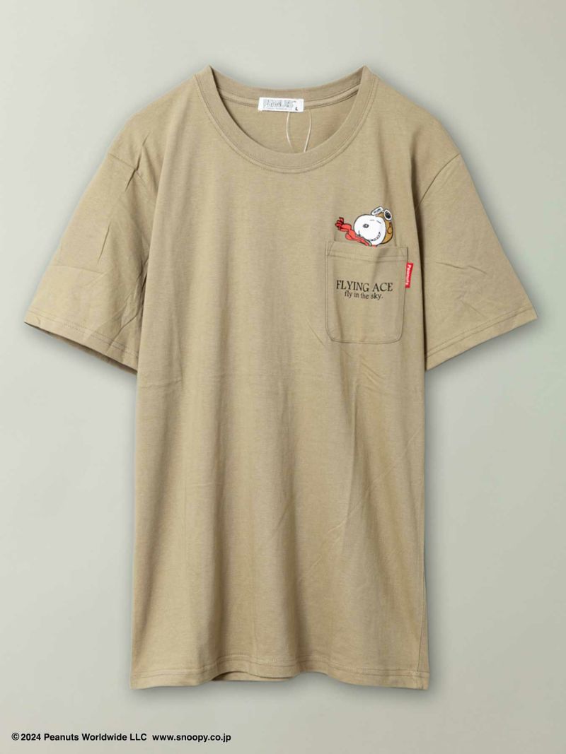 【PEANUTS】“スヌーピー”プリントポケットTシャツ