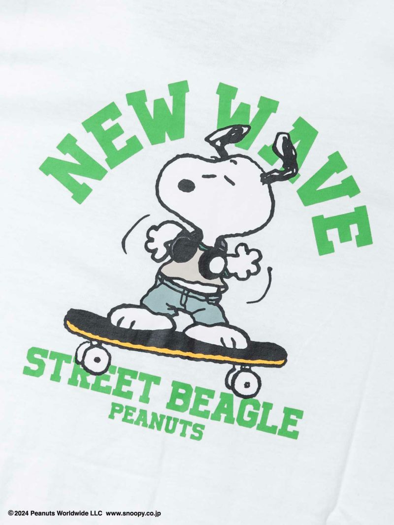 【PEANUTS】“スヌーピー：スケボー”プリントTシャツ