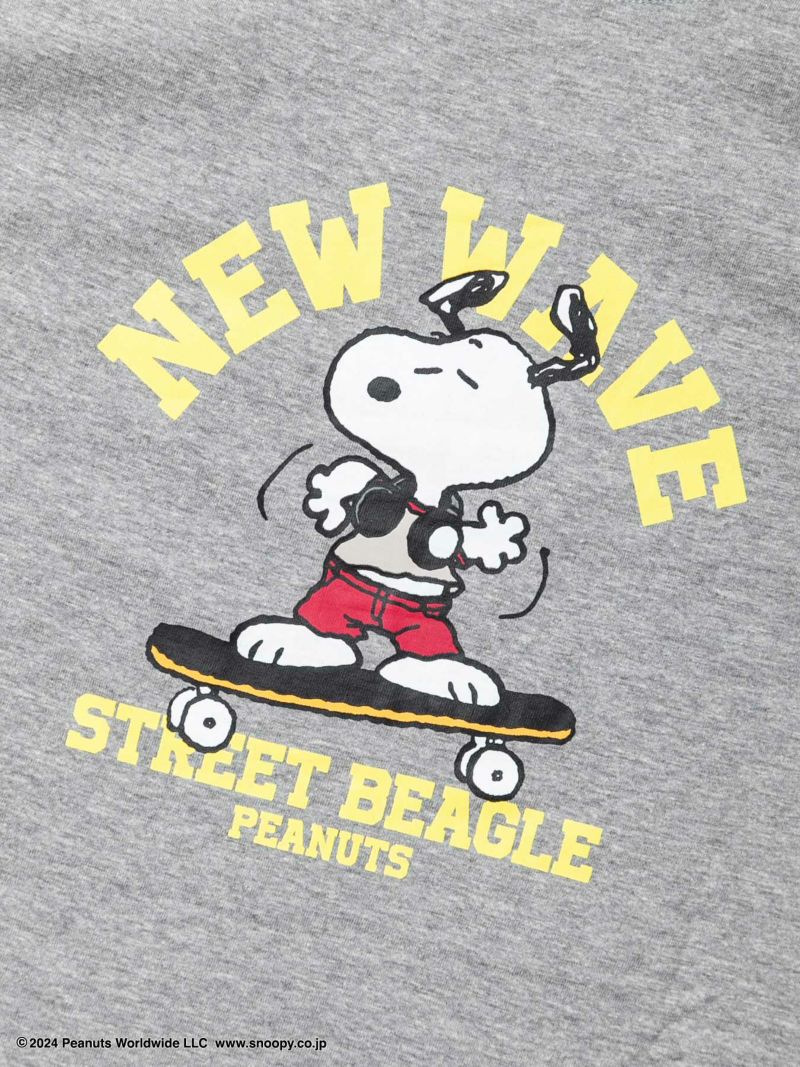 【PEANUTS】“スヌーピー：スケボー”プリントTシャツ