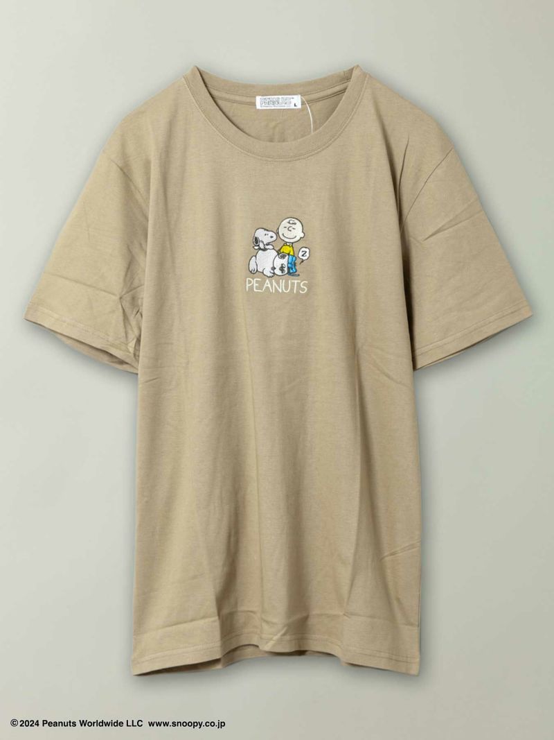 【PEANUTS】“スヌーピー”刺繍Tシャツ