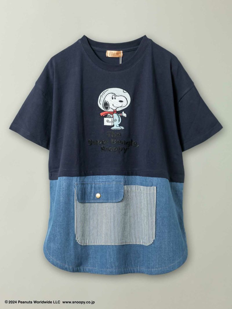 【JUICY×PEANUTS】≪100着限定≫“VINTAGE SNOOPY”デニム切替チュニック〔別注〕