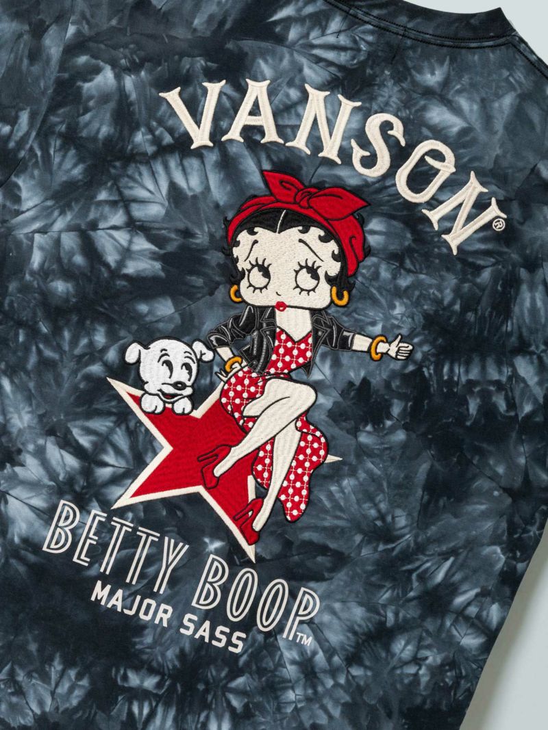 【VANSON×BETTY BOOP】“ベティ&パジー”刺繍入りロンT〔別注〕