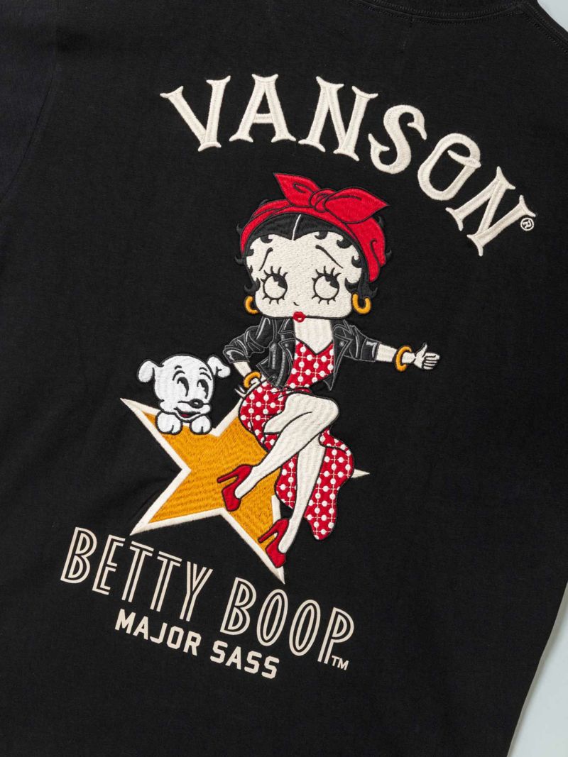 【VANSON×BETTY BOOP】“ベティ&パジー”刺繍入りロンT〔別注〕