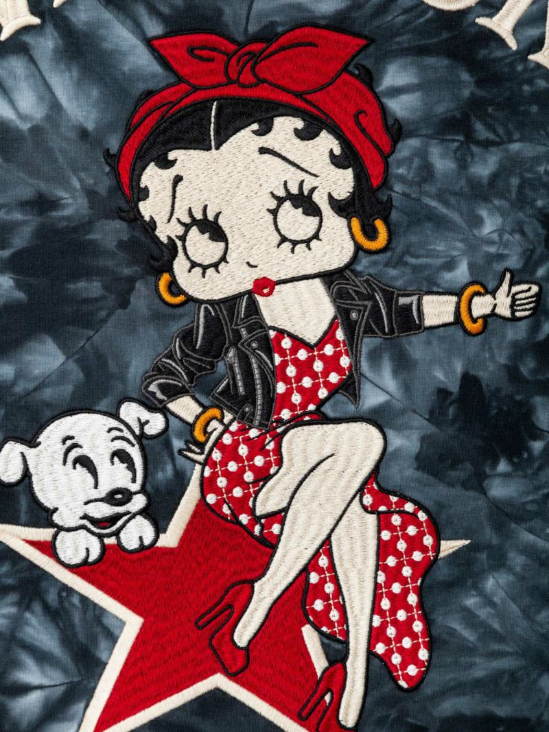 【VANSON×BETTY BOOP】“ベティ&パジー”刺繍入りロンT〔別注〕