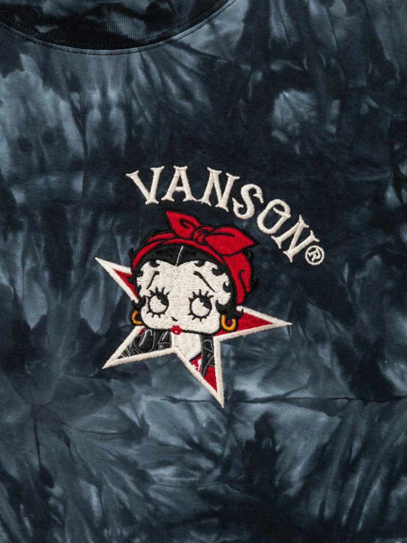 【VANSON×BETTY BOOP】“ベティ&パジー”刺繍入りロンT〔別注〕