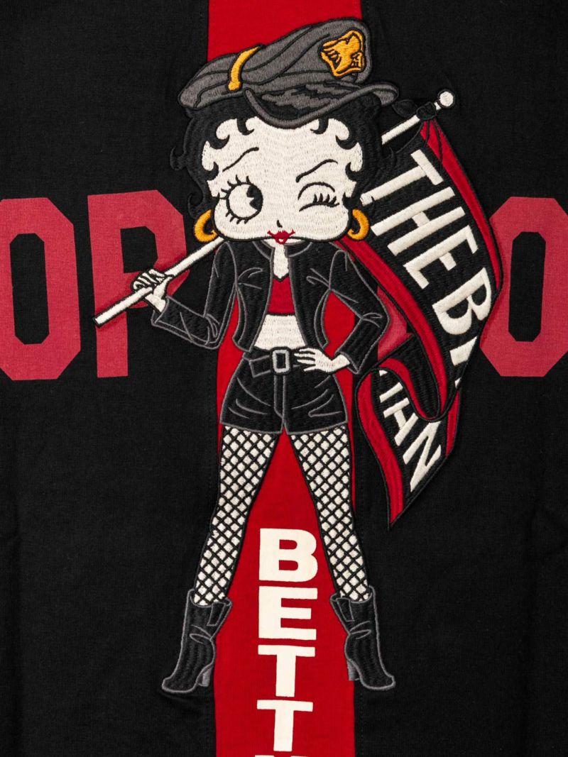 【The BRAVE-MAN×BETTY BOOP】“バイカーベティ”刺繍入りバックライン切替Tシャツ