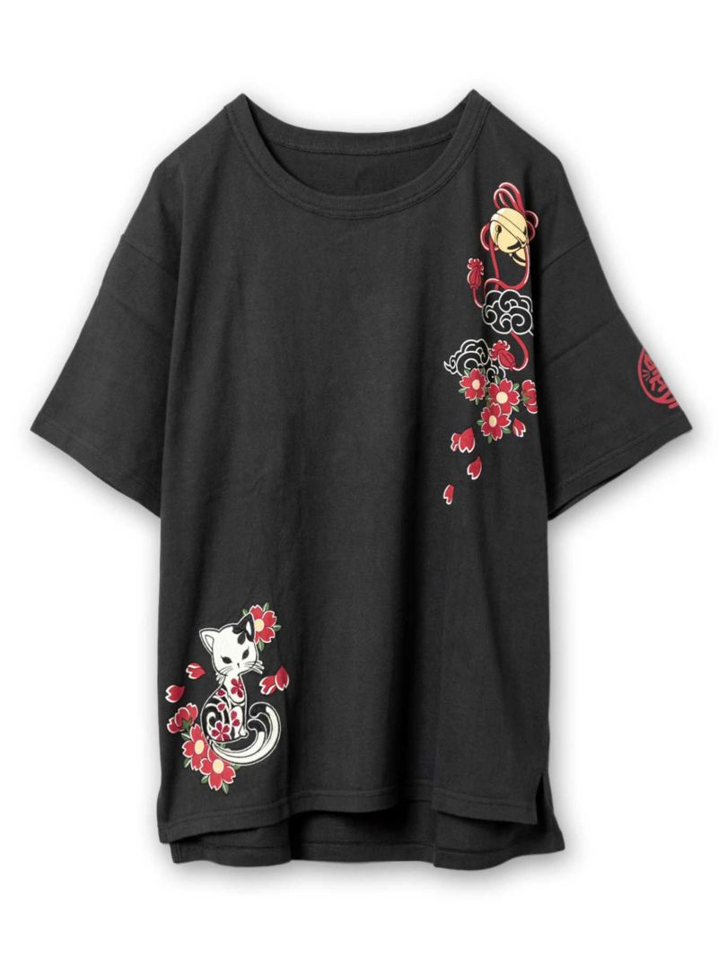 【SUMINEKO】“スミサクラ”刺繍入りTシャツ