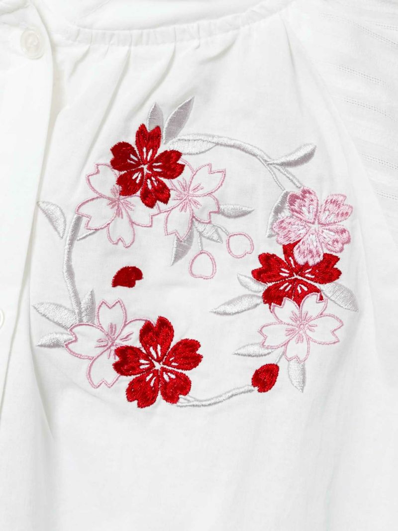 【雅結】桜と兎刺繍 半袖ブラウスパーカー